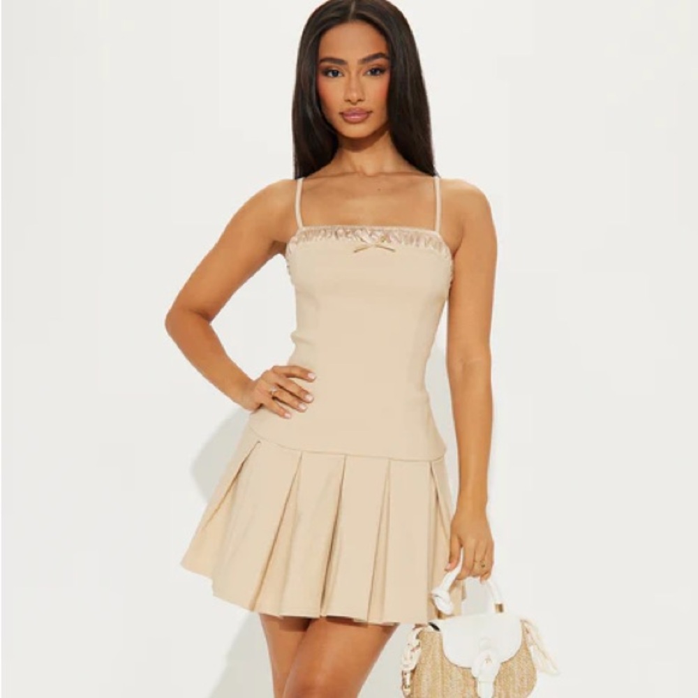 Yulissa Pleated Twill Mini Dress NEW 🏷️